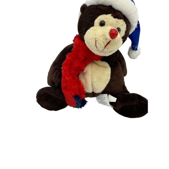 Walmart 10" Monkey‎ Plush Stuffed Animal Toy Blue Snowflake Snowflake Red Scarf - Picture 3 of 5